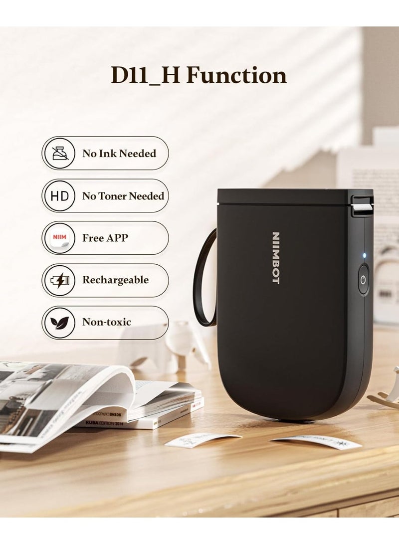 NIIMBOT D11 New Version Label Maker Machine D11-H Label Printer with Tape, 300dpi Upgraded Resolution, Bluetooth Label Printer, Portable Thermal Printer with 15mm Printing Width, Sticker Maker for Clothing Food Organizing Home Office School, Black - Image 5